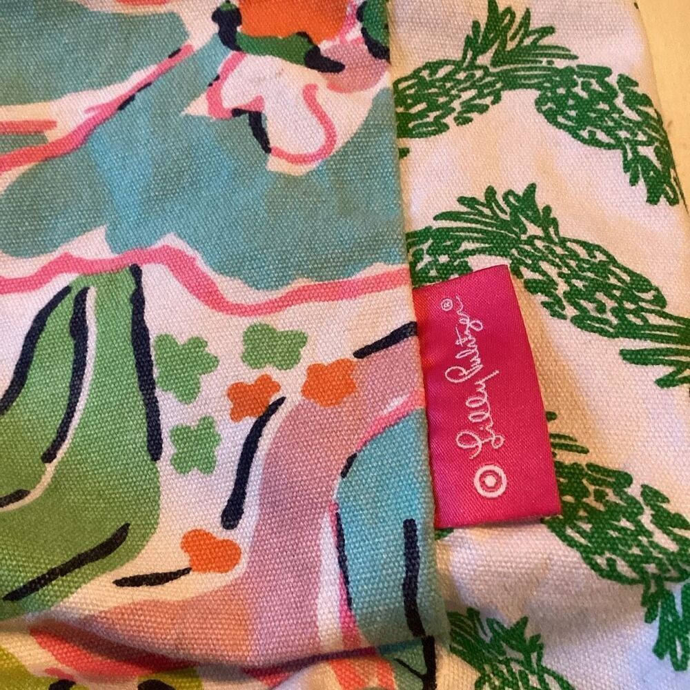 Lilly Pulitzer Target Tote Bag Nosie Posie Gold Handle 24” - Picture 2 of 5